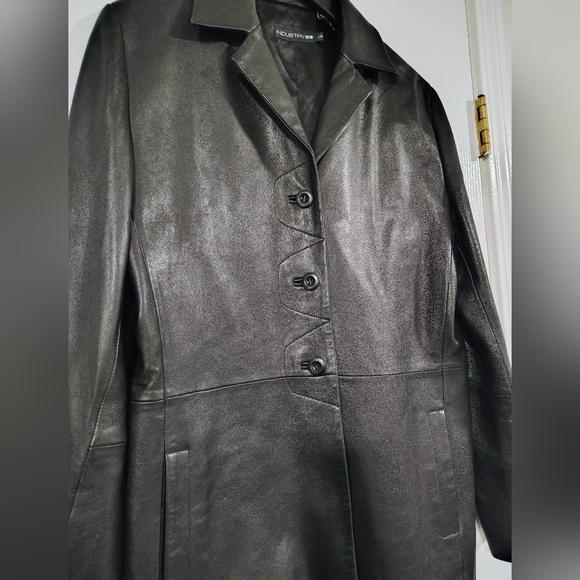 INDUSTRY Genuine Leather Jacket Women's Large Soft Lightweight Black Metro City - Picture 4 of 10